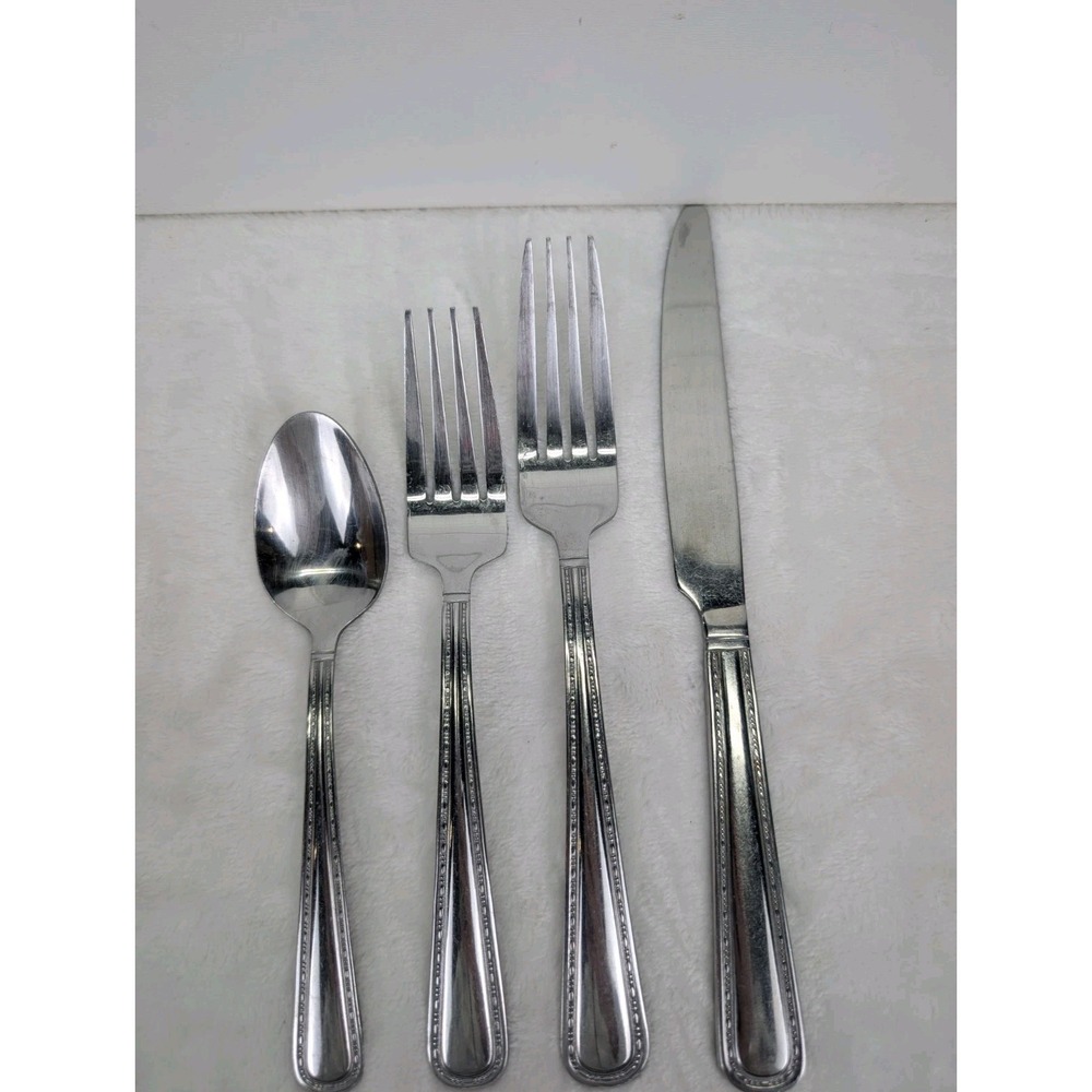 Pfaltzgraff 18/0 Flatware Lot Of Stainless Steel Forks Knives Spoon Dotted